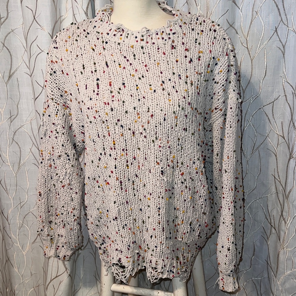 JODIFL Speckled Knit Sweater in Cream and Multicolor